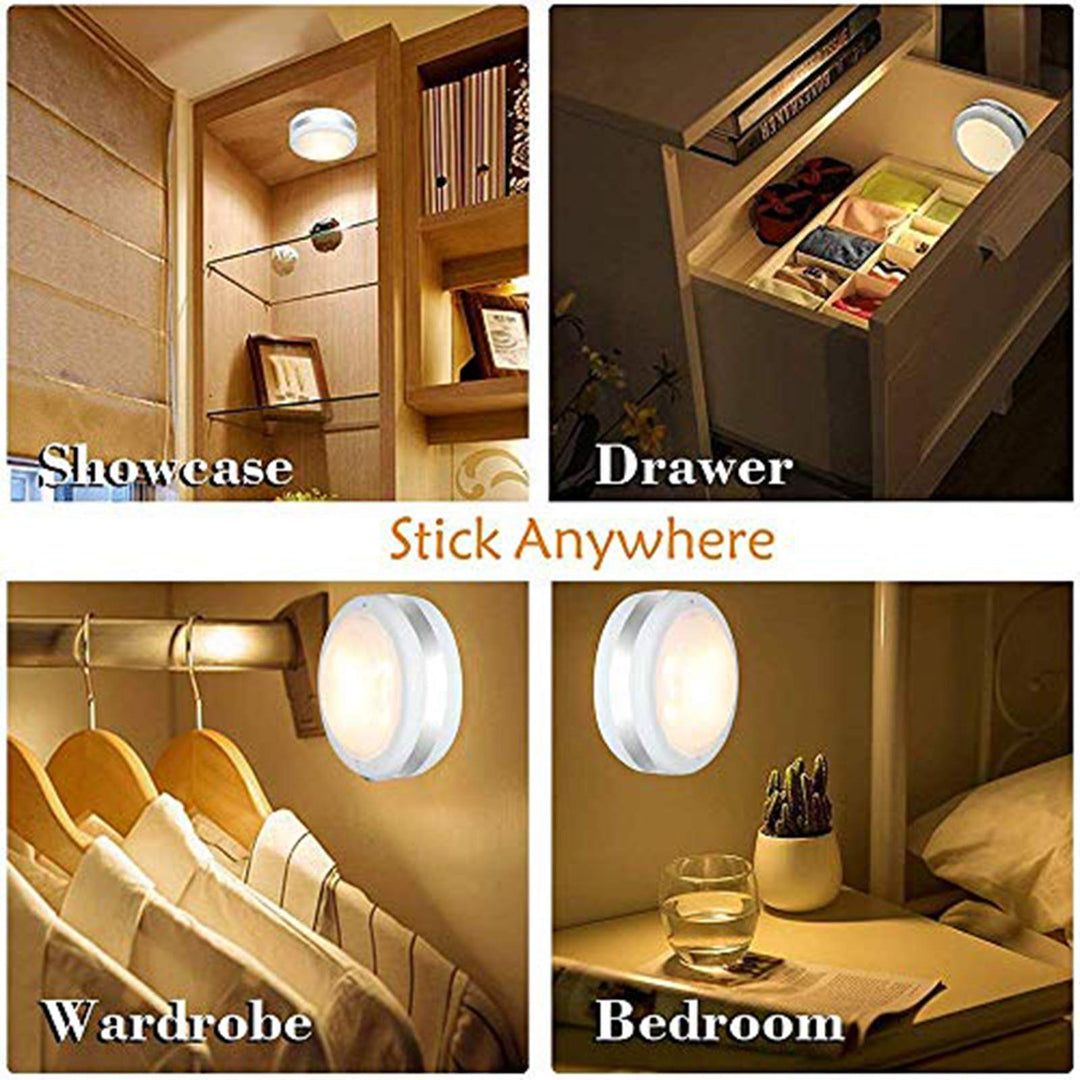 Puck Lights, Battery Operated Light with Remote Control, Led Under Cabinet Lighting Wireless, Dimmable Closet Lights(Natural White 6PK)