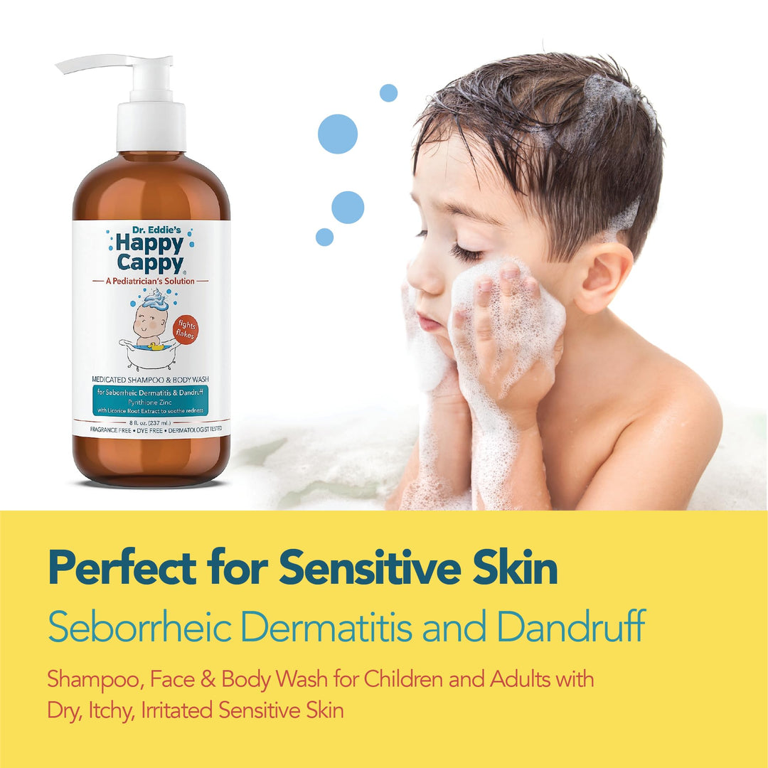 Dr. Eddie’s Medicated Shampoo and Body Wash- Baby Dandruff Shampoo, Helps Cradle Cap and Seborrheic Dermatitis, Reduces Flakes and Redness, Dermatologist Tested, Fragrance-Free - 8 Fl Oz