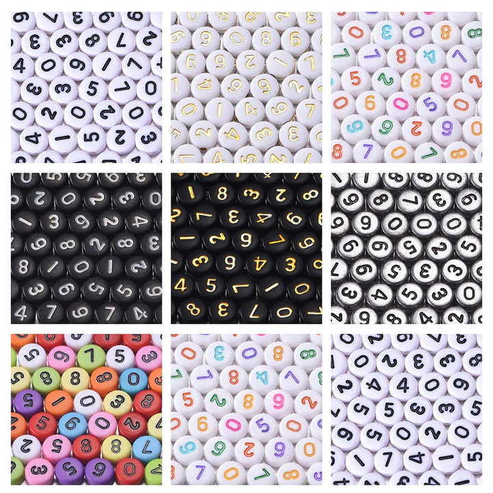 700 Pieces Mixed Color Acrylic Number Beads 0-9Colorful Number Beads for DIY Jewelry Making Bracelets Necklaces Key Chains Handmade Gift 4mm X7mm(A568)