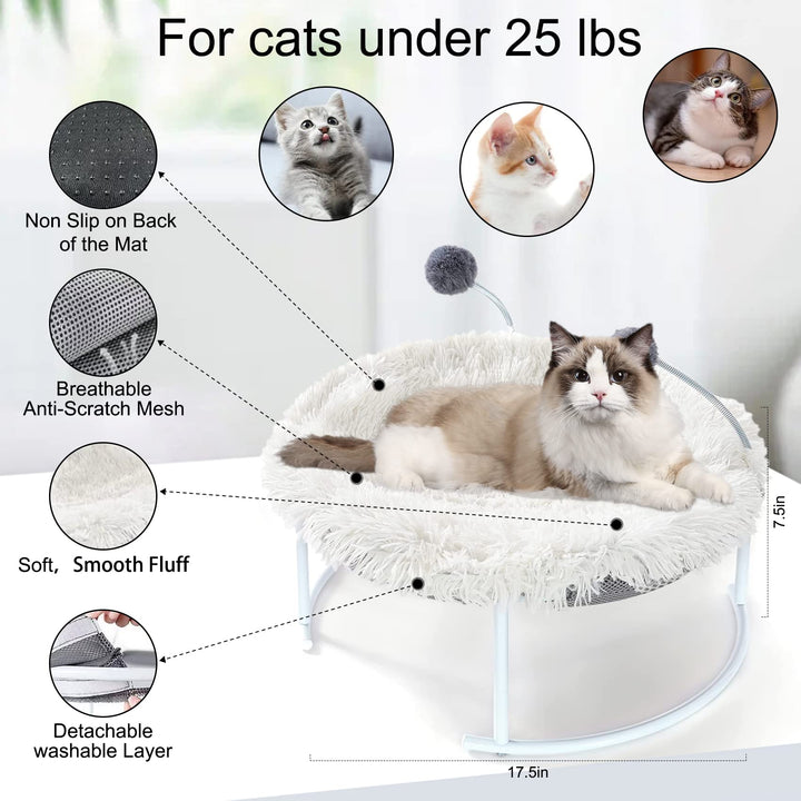 Cat Bed Pet Hammock Bed with a Plush Mat, Free-Standing Floor Hammock Elevated Cat Sleeping Bed, Detachable Breathable Easy Assembly Dog Bed Pet Hanging Bed Indoors Outdoors