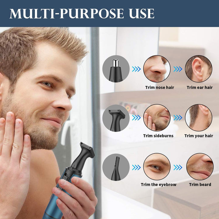 Ear and Nose Hair Trimmer for Men and Women Professional USB Rechargeable Nose Trimmer Nose Clippers Eyebrow Facial Hair Trimmer Body Grooming Kit IPX7 Waterproof Dual Edge Blades
