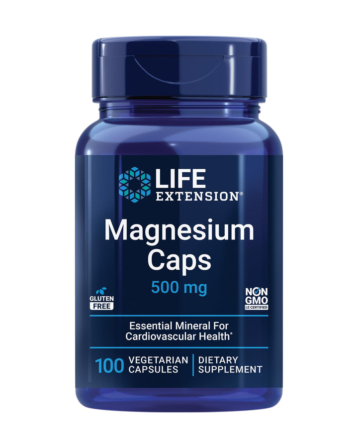 Magnesium Caps, 500 mg, Magnesium Oxide, Magnesium Citrate, Magnesium Succinate, Heart Health, Healthy Bones, Metabolism Support, 100 Vegetarian Capsules