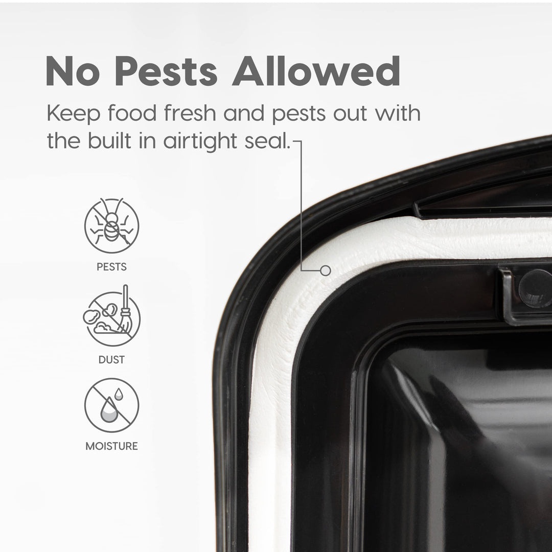 USA WeatherPro Airtight Pet Food Storage Container, Up to 10 lbs, for Dog Cat Bird and Other Pet Food Storage Bin, Keep Fresh, Translucent Body, BPA Free, Clear/Black