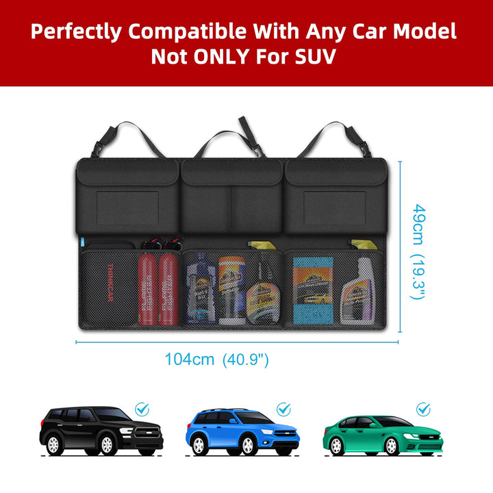 Car Organizers and Storage- Super Large SUV storage organizer for Large SUV/MVP, Hanging Car Backseat Organizer with 6 Large Pockets, Saving Space Organizer for Car(Mesh Pockets 40.9×19.3)