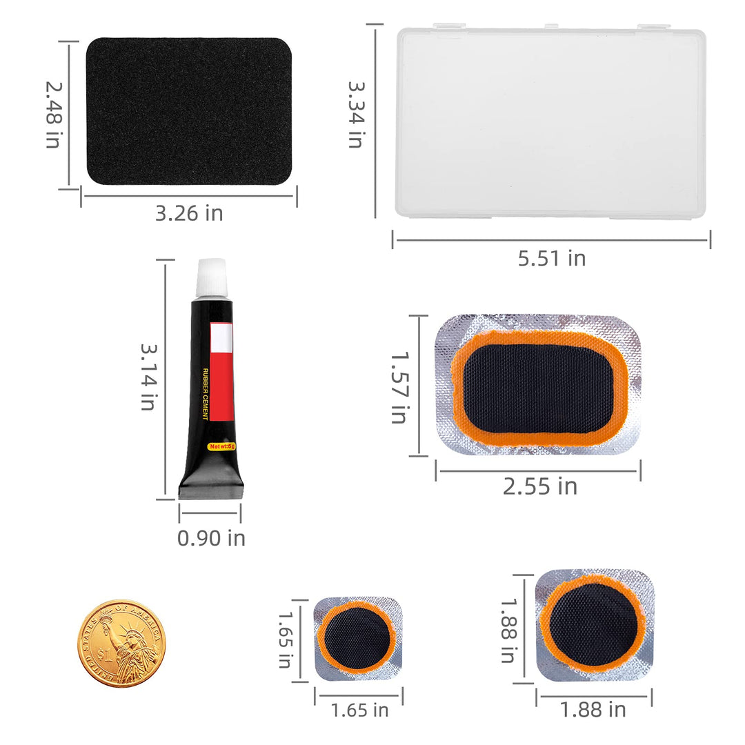 Bike Tire Repair Kits - Bycicle Inner Tube Puncture Patch Kit with 24PCS Vulcanizing Patches,Sandpaper,Metal Rasp,Portable Storage Box for Cycling, Motorcycle, BMX, ATVs, Inflatable Rubber (Black-1)