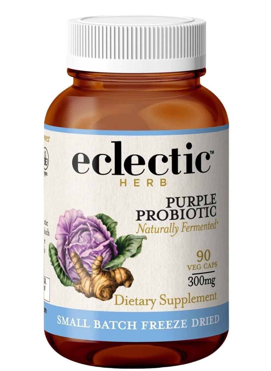 Eclectic Institute Raw Fresh Freeze-Dried Non-GMO Purple Probiotic | Digestive and Intestinal Support 90 CT (300 mg)