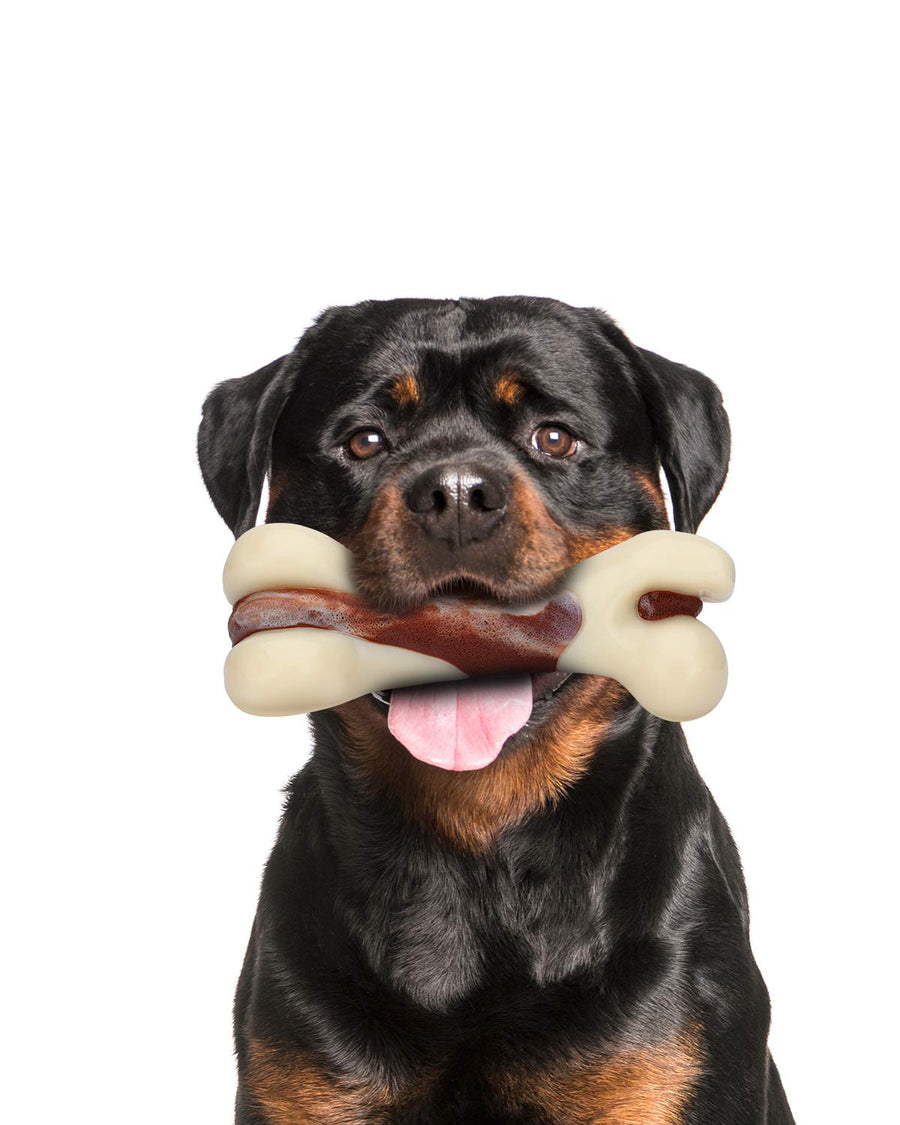 Dog Chew Toys for Aggressive Chewers, Beef Flavor Durable Teething Bones for Large/Medium/Small Puppies