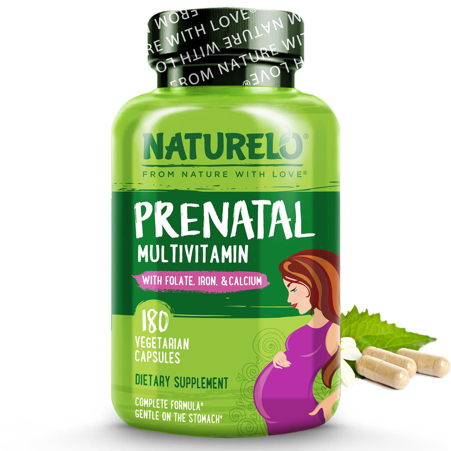 Prenatal Multivitamin with Gentle Chelated Iron, Methyl Folate, Plant Calcium & Choline - Vegan, Vegetarian - Non-GMO - Gluten Free - 180 Capsules - 2 Month Supply