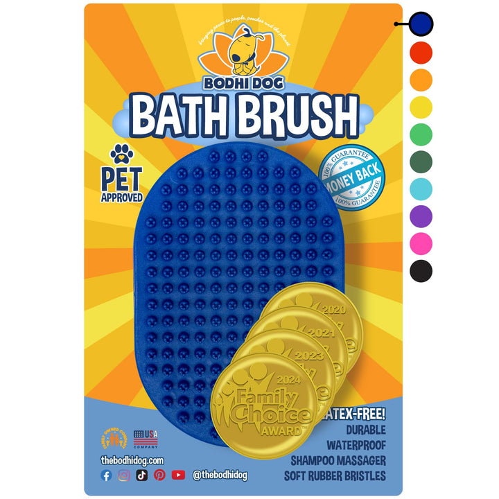 Shampoo Brush - Pet Grooming & Bath Supplies for Cats and Dog - Bath Brush for Long & Short Hair - Premium Scrubber for Shower, Bathing & Massage (One Pack, Blue)