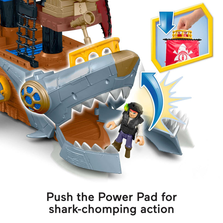 Imaginext Shark Bite Pirate Ship, Playset with Pirate Figures and Accessories for Preschool Kids Ages 3 to 8 Years