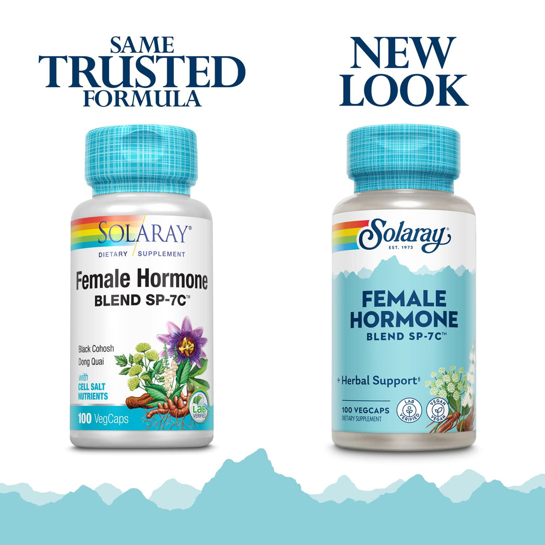Female Hormone Blend SP-7C | W/Black Cohosh, Dong Quai, Passion Flower, Wild Yam & More | 100 VegCaps, 50 Serv.