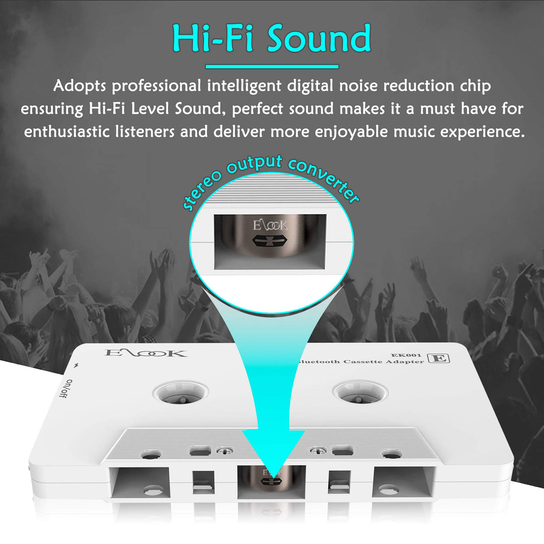 Car Audio Receiver, Bluetooth Cassette Receiver Tape Aux Adapter Player with Bluetooth 5.0, White