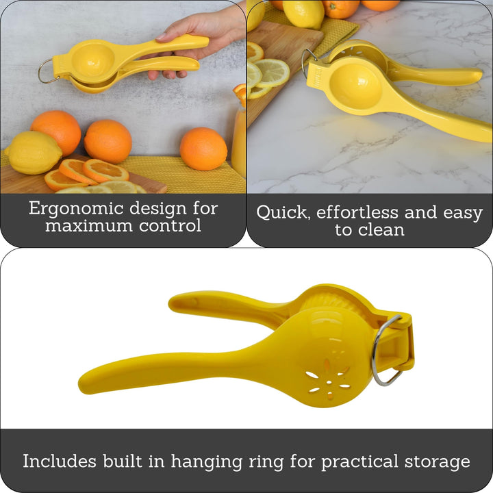 IMUSA Lime or Lemon Manual Squeezer, Citrus Juicer for Max Extraction, Yellow