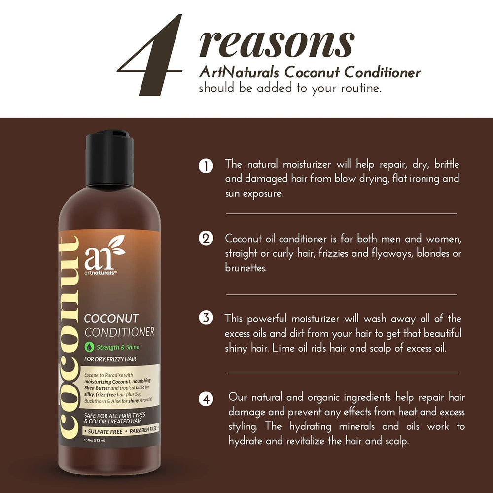 Coconut-Lime Daily Conditioner– 16 Fl Oz - Professional Deep Hydrating Moisturizing For Curly Fine Oily Dry Damaged and Color Treated Hair – Natural, Sulfate Free and Vegan