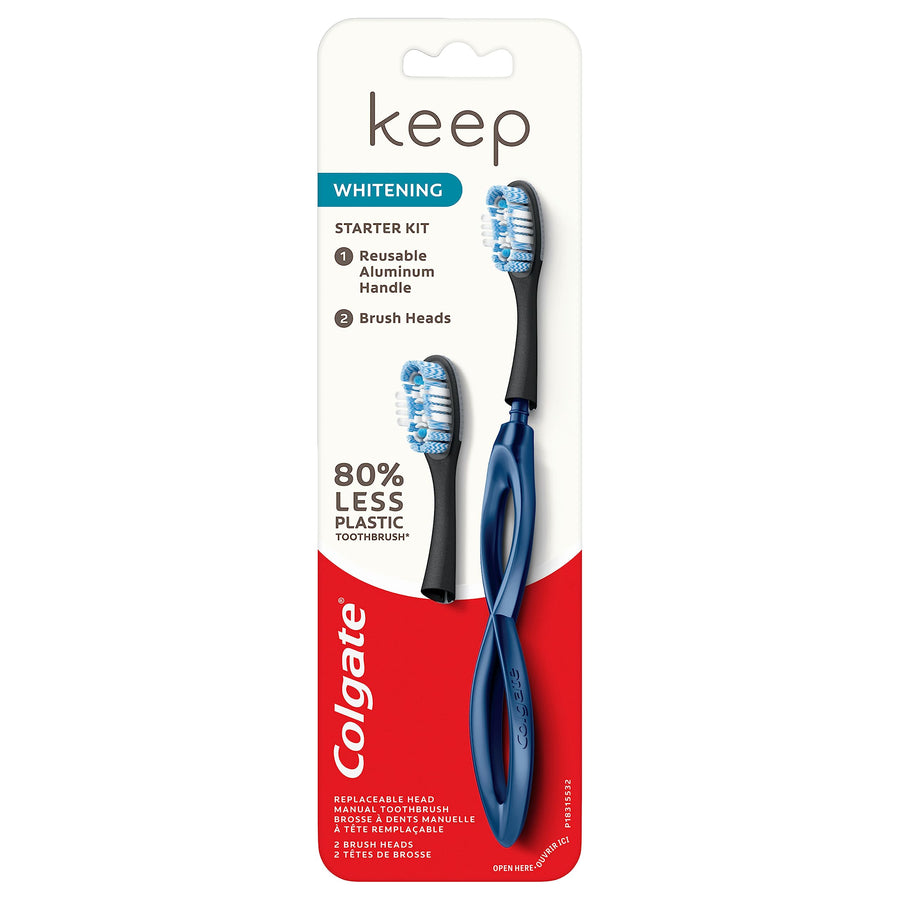 Keep Replaceable Head Toothbrush, Whitening Starter Kit, Navy Colour, 2 Brush Heads