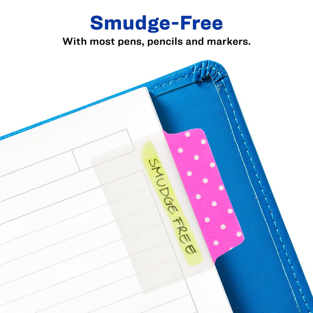 Avery Multiuse Ultra Tabs, 2 x 1.5, 2-Side Writable, Assorted Pastel Dots, 24 Repositionable Tabs (74773)