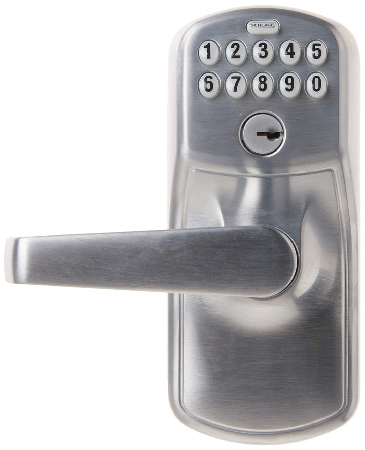 Schlage FE575 PLY 626 ELA Plymouth Keypad Entry with Auto-Lock and Elan Levers, Brushed Chrome