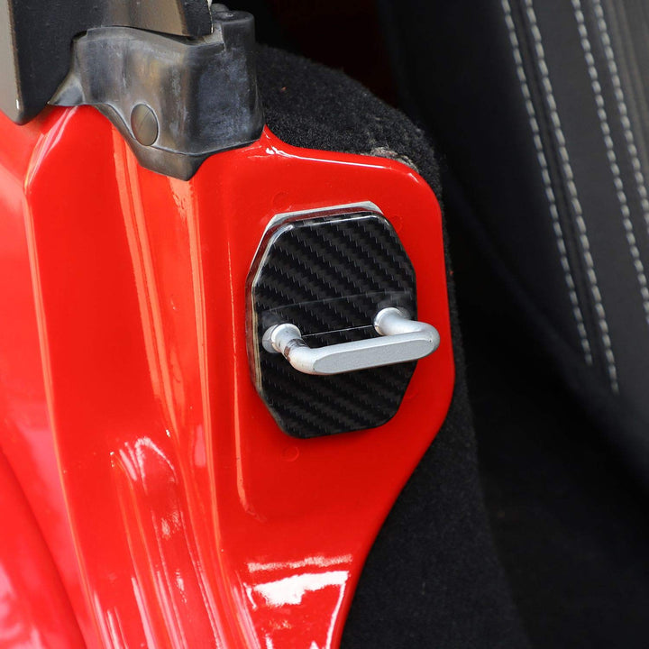 for Jeep JK ABS Carbon Fiber Door Lock Covers Protection Trim for 2007-2019 Jeep Wrangler JK JKU, for 2016+ Jeep Renegade, for 2011+ Grand Cherokee, for Chrysler, for 2019 RAM 6PCS