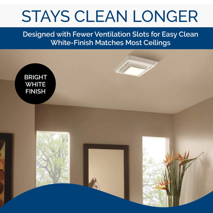 FG600S LED Lighted Grille Upgrade for Bathroom Ventilation Fans, Easy Installation , DIY, White, Square