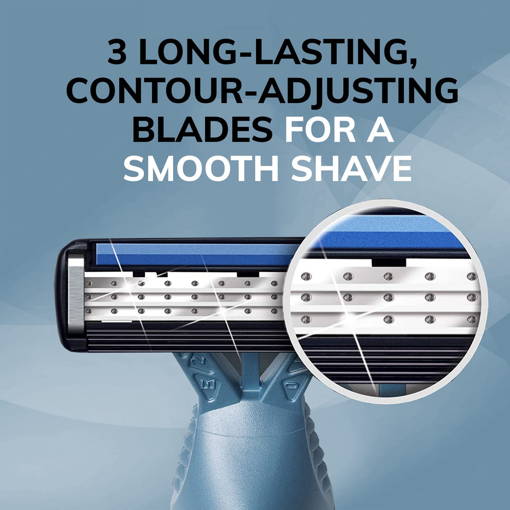 Flex 3 Titanium Men’s Disposable Razors With 3 Blades, Ideal Razor For Face and Body Shaving, 8 Piece Razor Kit for Men
