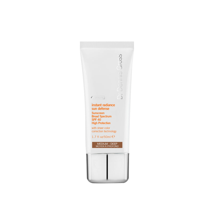 Dr. Dennis Gross Instant Radiance Sun Defense Sunscreen Broad Spectrum SPF 40, for Sun Damage, Uneven Skin Tone, Fine Lines and Wrinkles (Medium-Deep)
