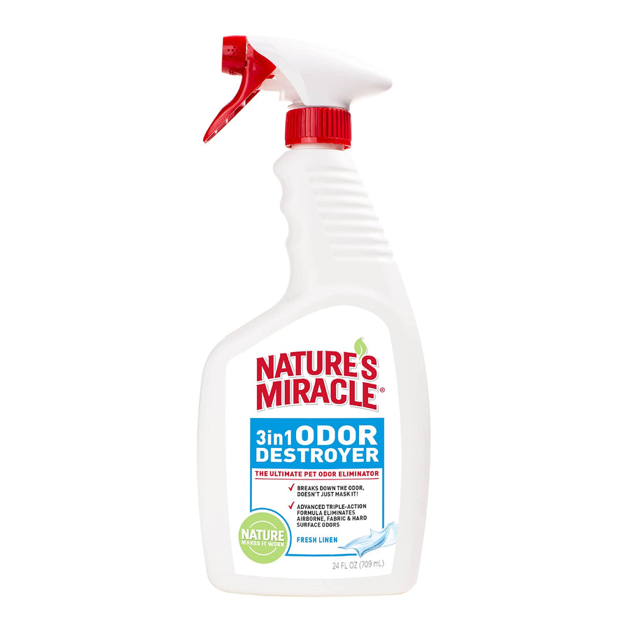 Pet Odor Eliminator, 3-In-1 Odor Destroyer, Airborne, Fabric and Hard Surface Floors, 24 oz Fresh Linen Scent