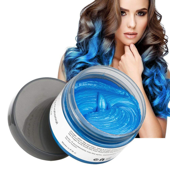 Hair Coloring Dye Wax, Instant Temporary Hair Pomade, 4.23 oz Natural Styling Cream for Men and Women's Party Cosplay (Blue)
