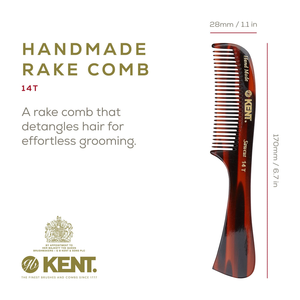 Kent Authentic Handmade Rake Comb Medium Sized, Dark Brown, 170mm