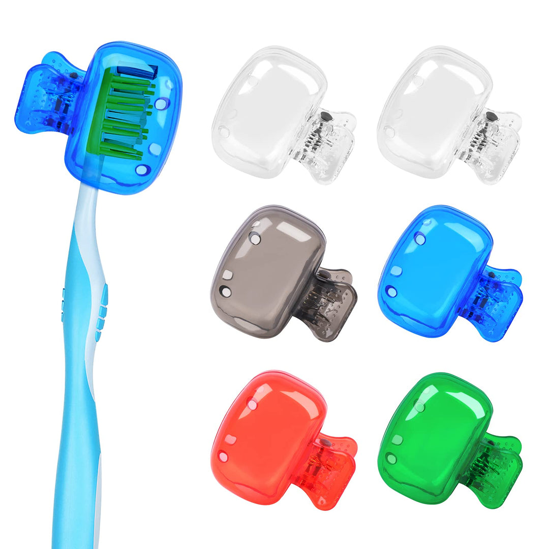 6 Pack Toothbrush Covers Portable Toothbrush Protector Coverings Clips Toothbrush Storage Head Cover Cap for Kids Bathroom Home Travel Toothbrush Case
