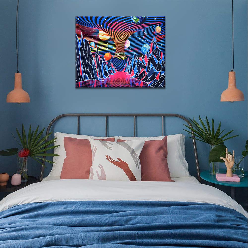 DIY Paint by Numbers for Adults, Mountain and Planet Adult Paint by Number Hippie Tornado Waves Painting by Numbers for Adults Abstract Space Landscape Paint by Numbers, 16x20(Frameless)