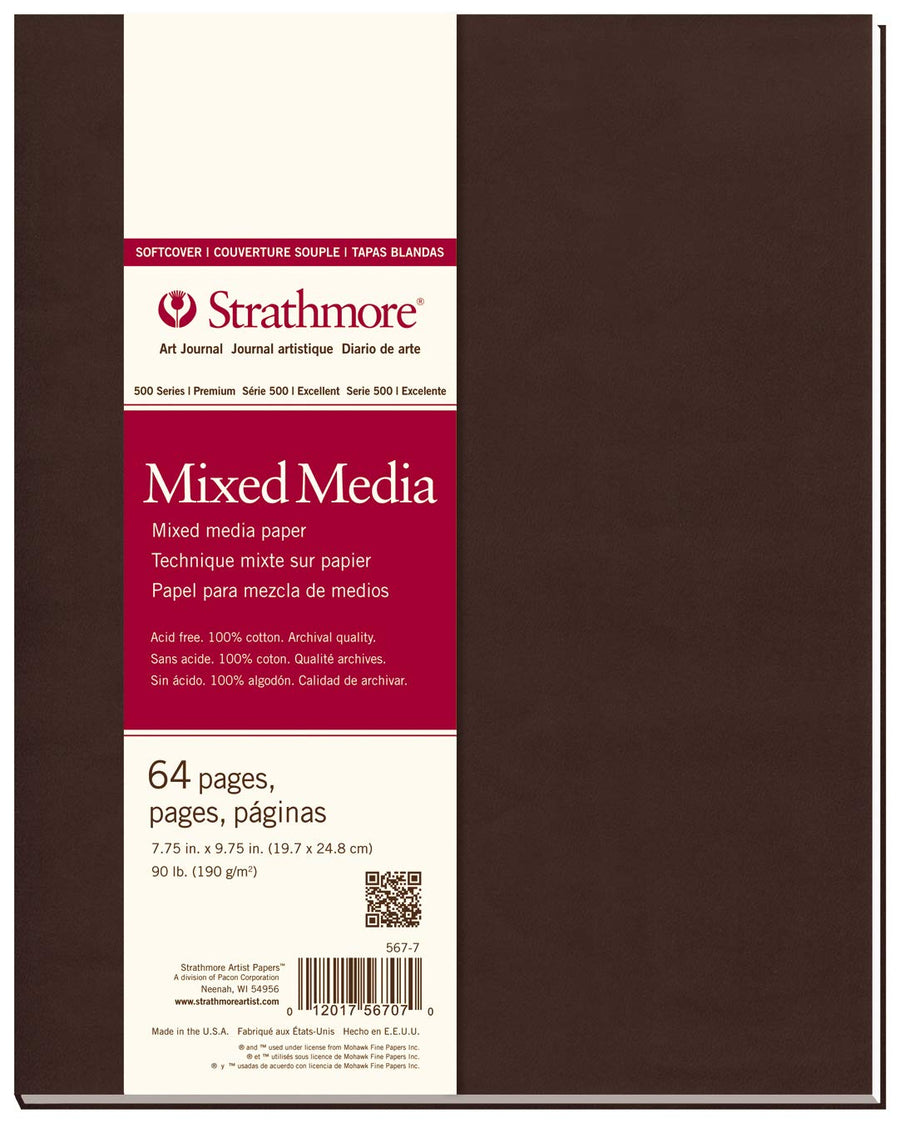 567-7-1 Softcover Mixed Media Art Journal, 7.75 x 9.75, White, 64 Pages