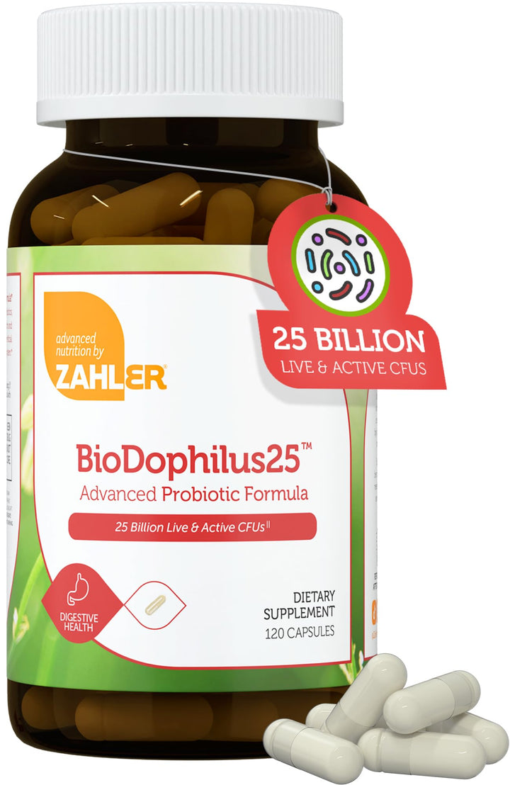 BioDophilus25, 25 Billion CFU Probiotic + Prebiotic - 11 Strains Daily Probiotic Supplement - Kosher Probiotics for Women for Digestive Health, Probiotics for Men for Gut Health (120 Capsules)