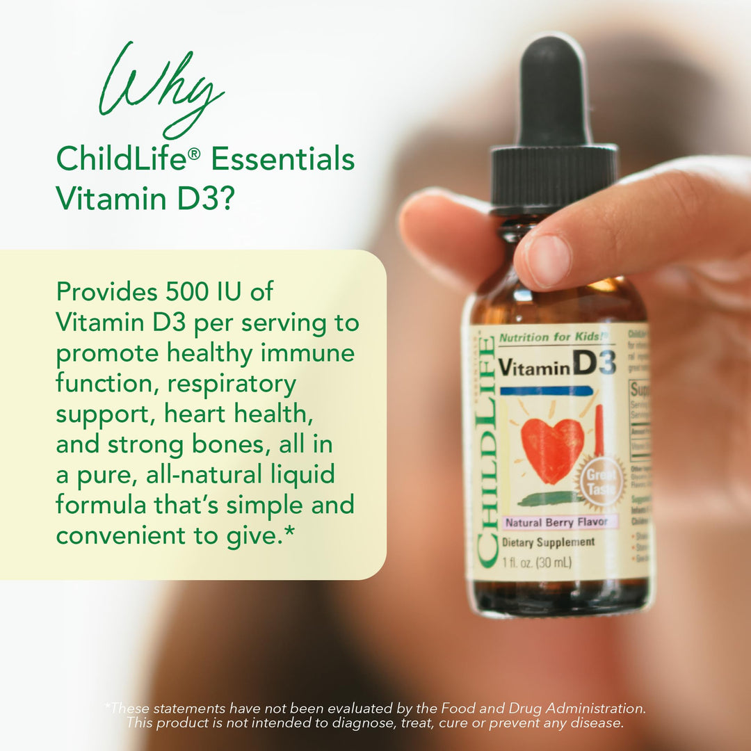 1 : Child Life Vitamin D3, Berry Flavor, Glass Bottle, 1 Ounce
