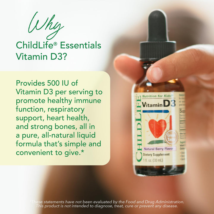 1 : Child Life Vitamin D3, Berry Flavor, Glass Bottle, 1 Ounce