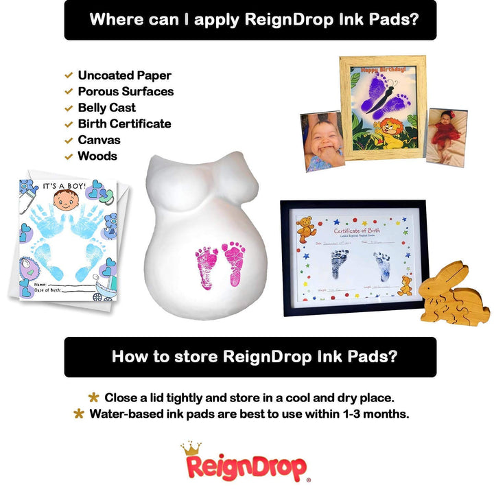 Ink Pad For Baby Footprint & Handprint - Creates Impressive Long Lasting Keepsake Stamp for Infant & Kids. Smudge Proof, Easy to Wipe Off Skin, Safe & Gentle Acid Free(Red)