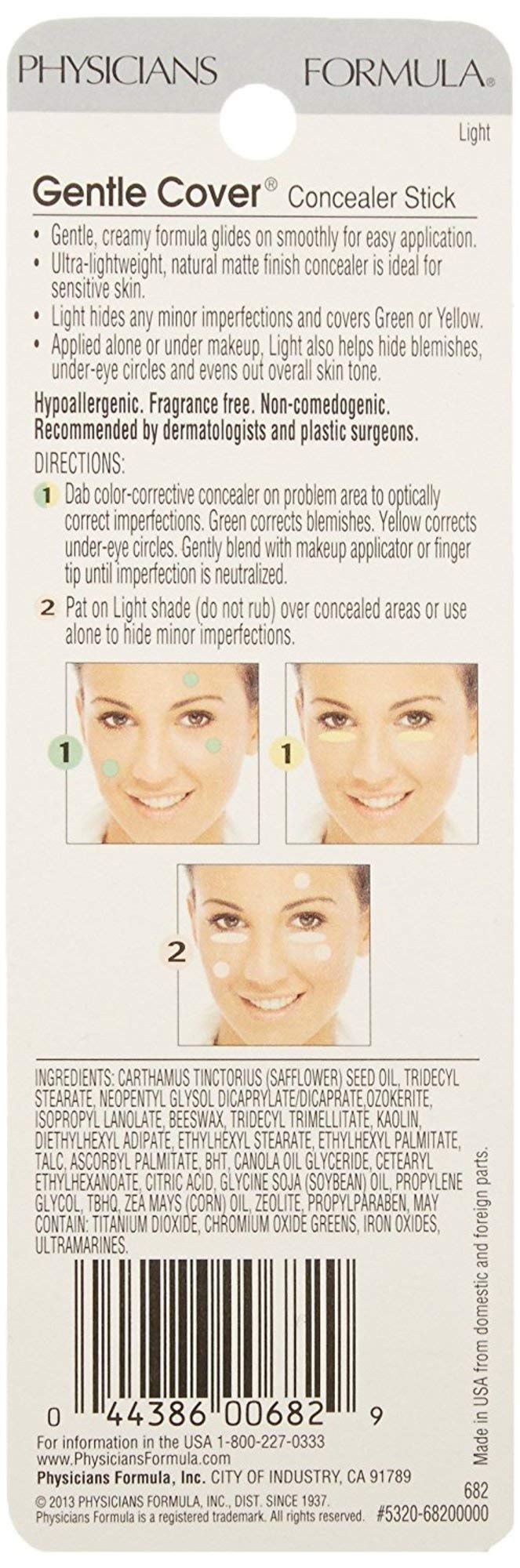 Gentle Full Coverage Concealer, Light Cover Concealer Stick, Eyes, Face, Dermatologist Tested (Packaging May Vary)