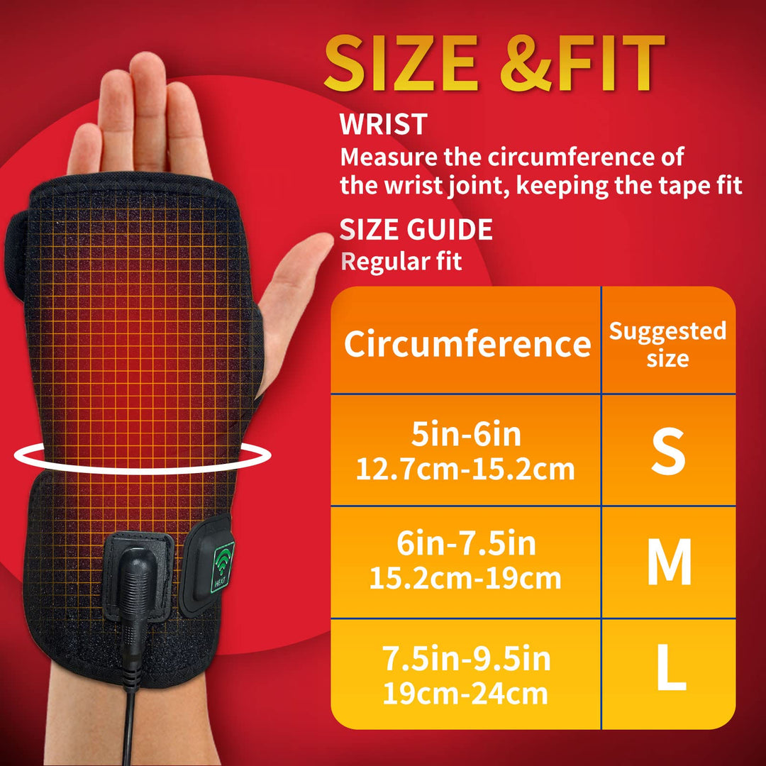 Heating Pad for Hand Carpal Tunnel Wrist Brace for Arthritis Pain Relief, Auto Off Heating Wrap with 6 Heating Settings for Carpal Tunnel Relief, Tendonitis(Large)