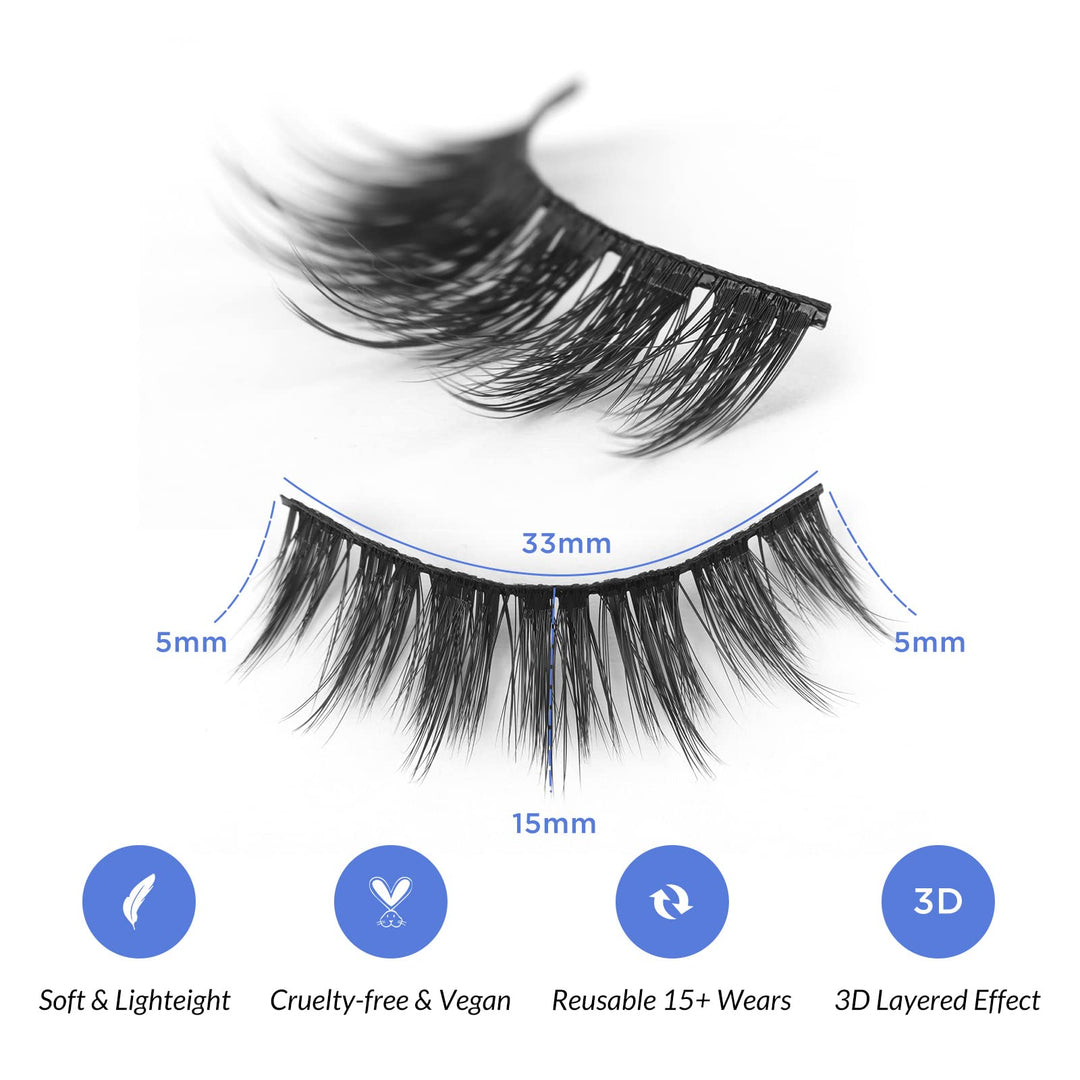 Lashes Natural Look False Eyelashes - Bepholan Fake Eyelashes 3D Super Fluffy False Lashes Black Band Wispy Lashes 3-Pack Faux Mink Lashes,XMZ21-3