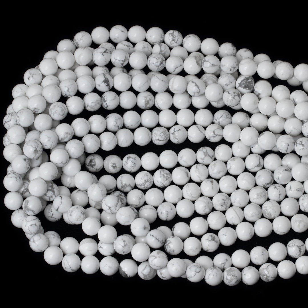 8mm 45PCS Natural White Howlite Gemstone Round Loose Stone Beads for Jewelry Making DIY Crafts Design 1 Strand 15