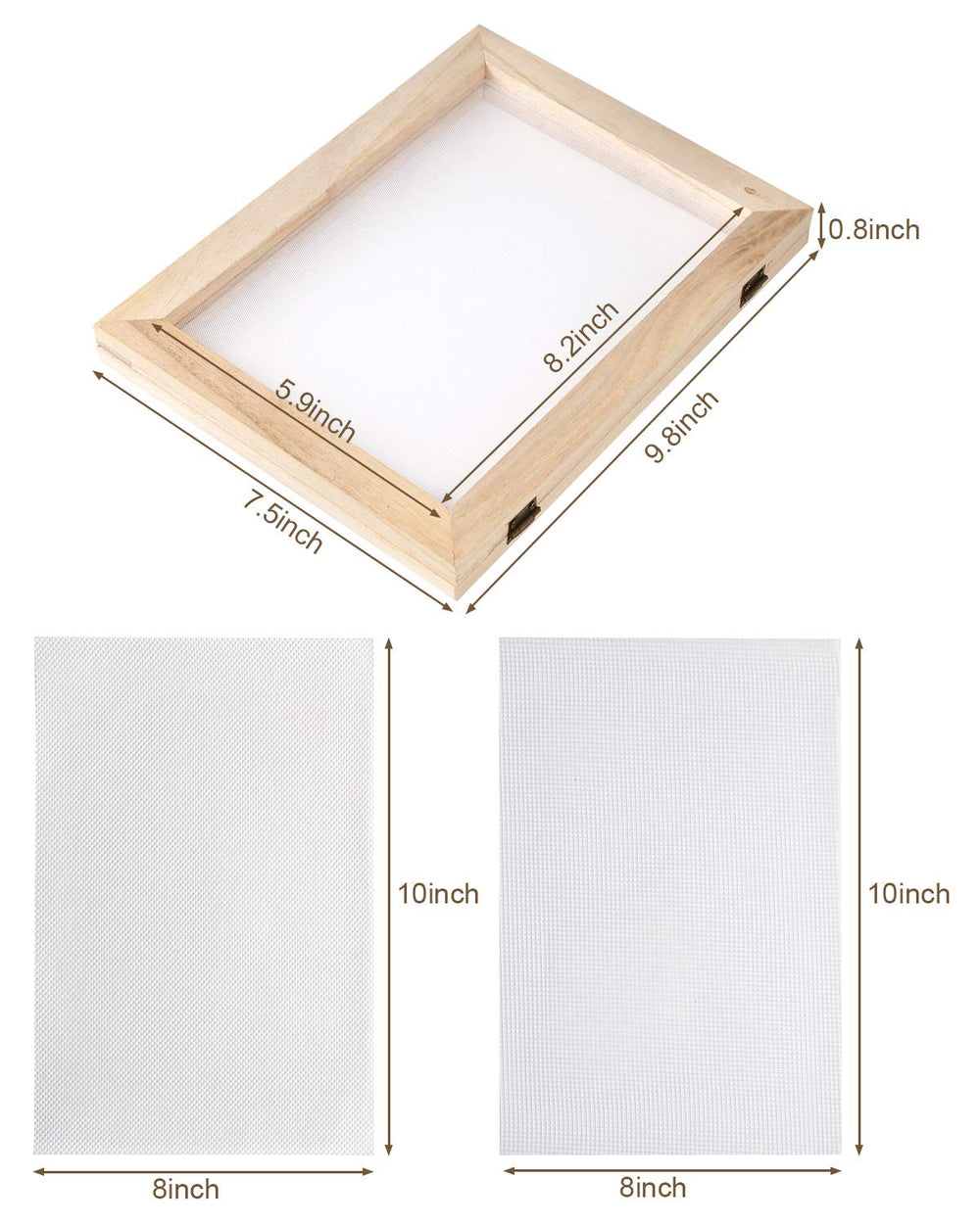 Paper Making Screen Kit, 7.5 x 9.8 Inch Size Wooden Paper Making Mould Frame, Papermaking Kit for DIY Paper Making Craft