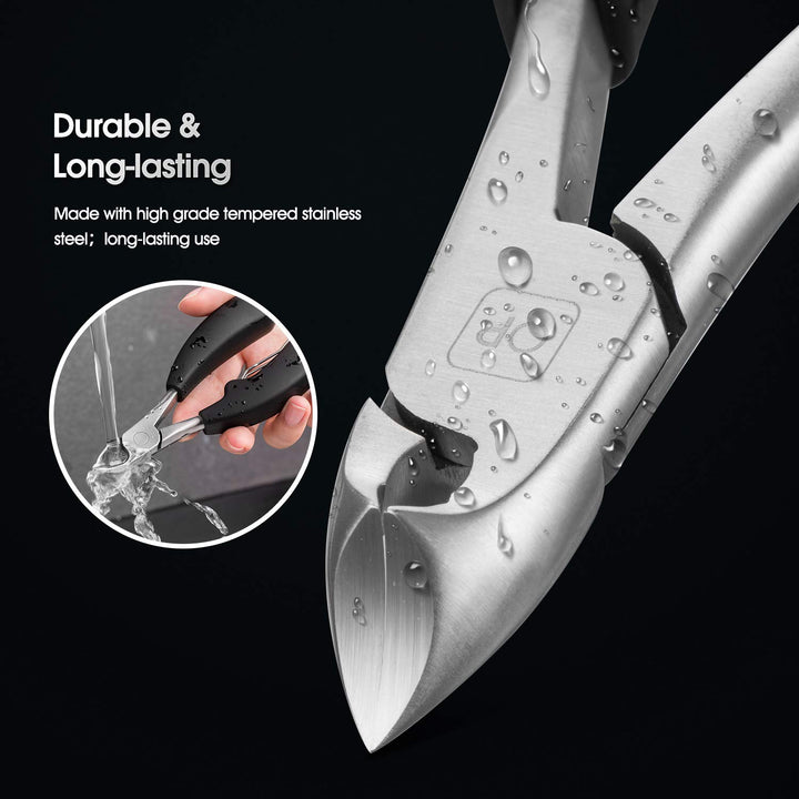 Podiatrist Toenail Clippers Ingrown or Thick Toe Nail Clippers for Men, Toenail Cutters Nipper Precision Diabetic Pedicure Tool Curved Edge, X5 (Silver)