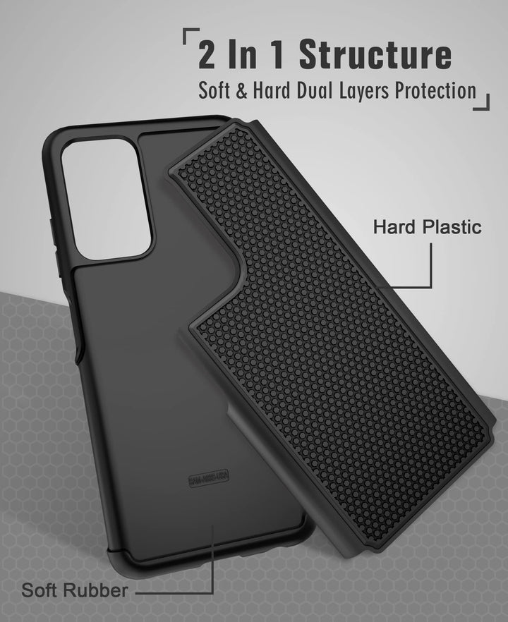 for Samsung Galaxy A03s Phone Case: Military Matte Drop Proof Phone Protective | Sturdy Shockproof Case with Rough Textured - Rugged Dual Layer Design | Heavy Duty Protection - Black (Black)