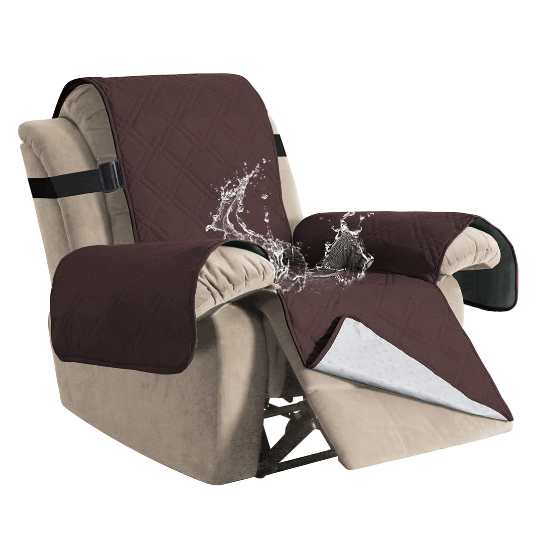 100% Waterproof Recliner Chair Covers Washable Recliner Cover for Reclining Chair Non Slip Recliner Slipcovers Seat Width Up to 22 Furniture Protectors for Pets (Recliner, Brown)