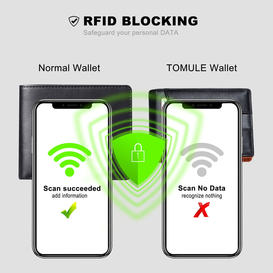 Mens Leather Wallets Slim Minimalist Wallet Bifold Front Pocket Wallet with Money Clip Wallet RFID Blocking Card Wallet for Men Thin Small Wallet with Coin Pocket ID Window (Black&Orange)