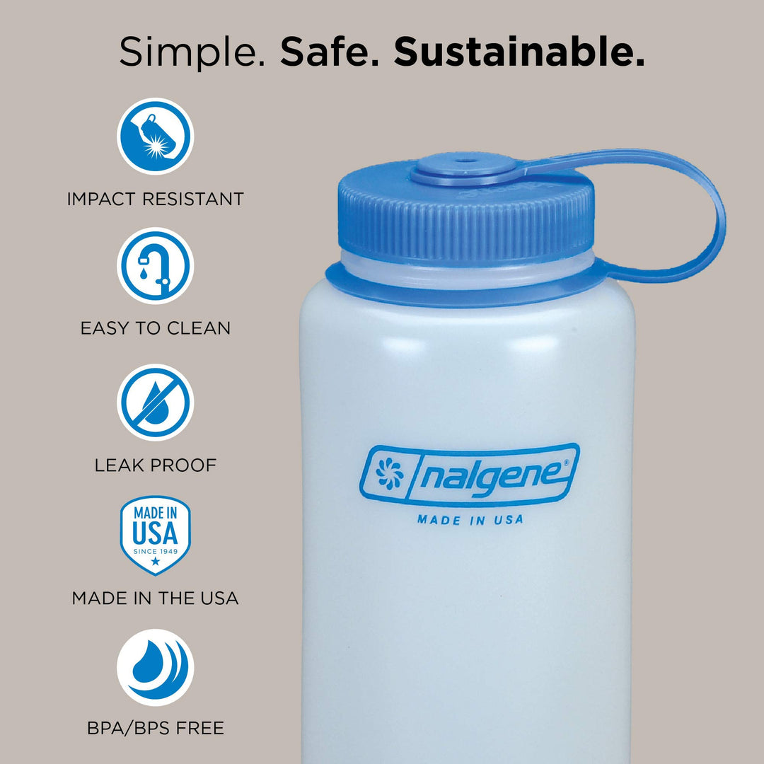 HDPE Wide Mouth Water Bottle, Gray, 48 oz