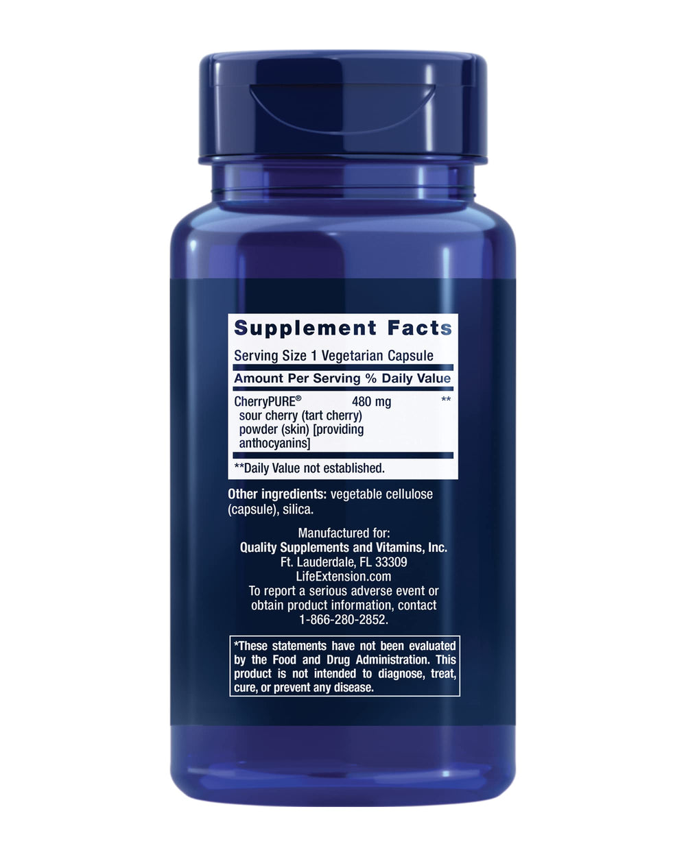 Tart Cherry with CherryPURE®, anthocyanins, oxidative Stress, Muscle Recovery, Exercise Support, Muscle Comfort, Vegetarian, Gluten-Free, Non-GMO, 60 Capsules