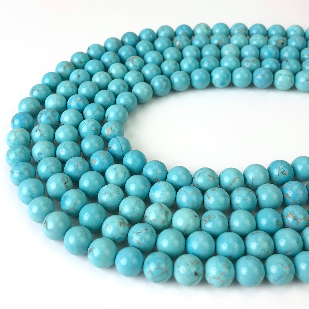8mm Blue Turquoise Beads Round Gemstone Loose Beads for Jewelry Making (45-48pcs/strand)