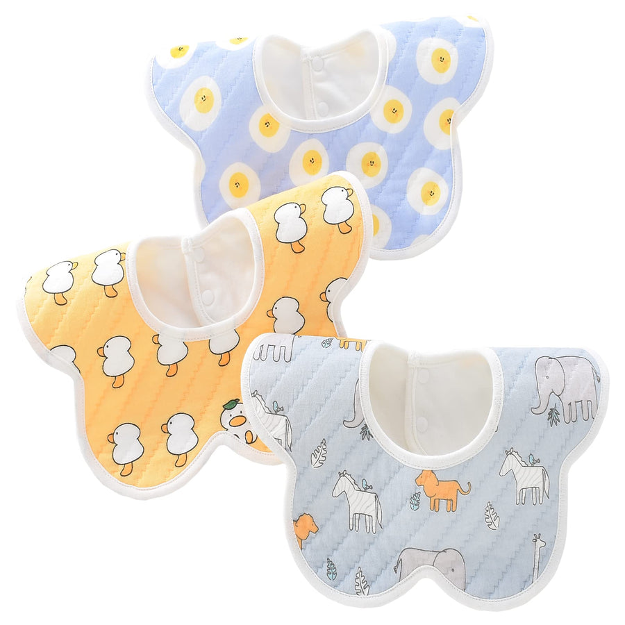 Baby bandana bibs for Eating and Drooling 3 Pack 360 Rotate Baby Feeding Bibs for Boys and Girls Soft Organic Cotton