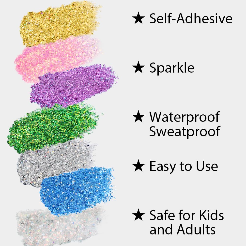 Pink Body Glitter Stick, Singer Concert Outfit Face Glitter Makeup, Festival Rave Pride Accessories, Hair Glitter Gel for Kids Women, Sparkling Mermaid Sequin Chunky Glitter Face Paint, 0.56oz