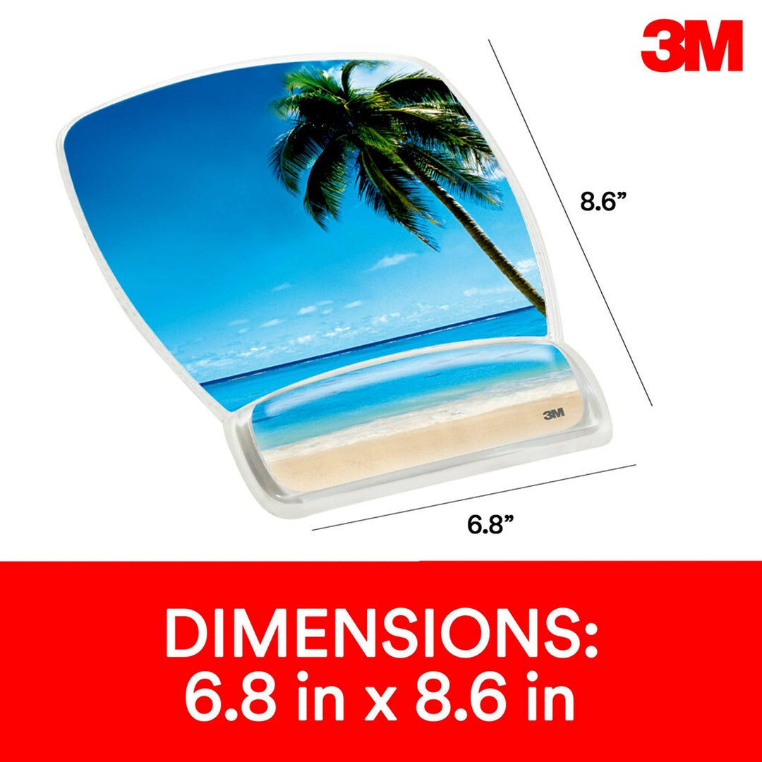 Fun Design Clear Gel Mouse Pad with Wrist Rest, 6.8 x 8.6, Beach Design